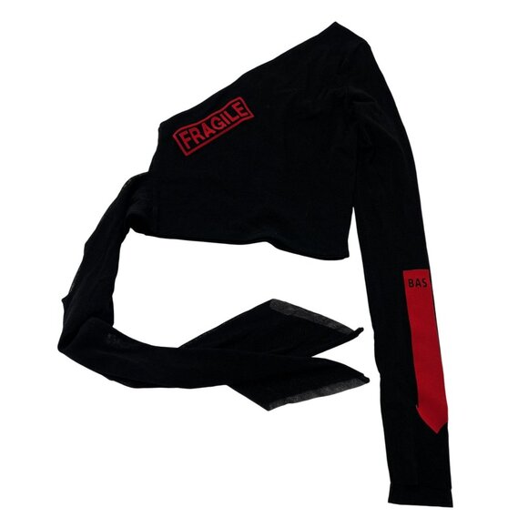 Jean Paul Gaultier Nylon Long Sleeve T-Shirt in Black/Red - Picture 1 of 5